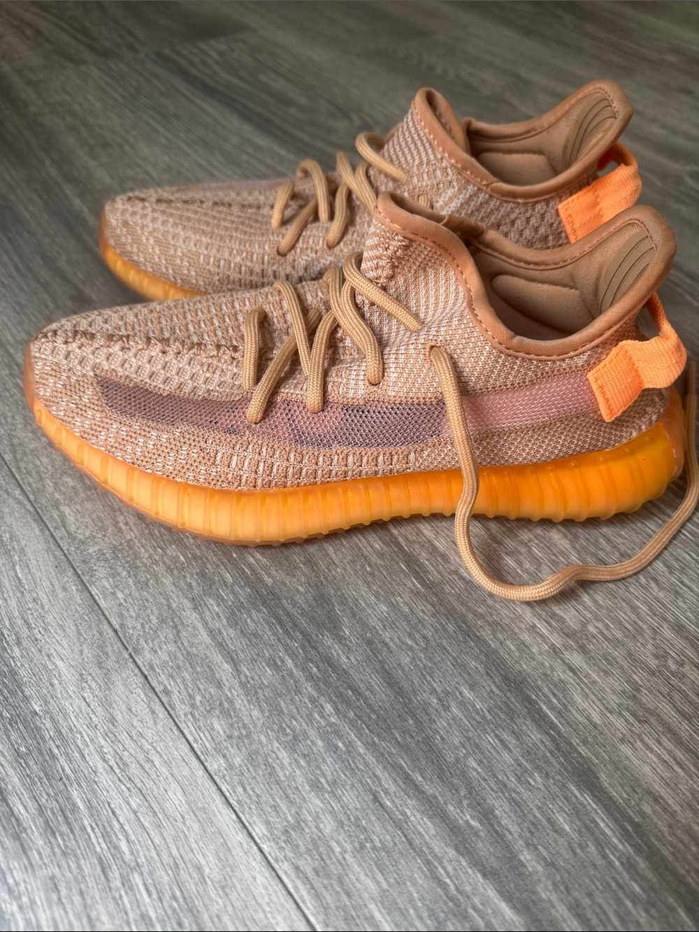 Women's Knit Slip-On Sneakers in Tan with Orange Sole